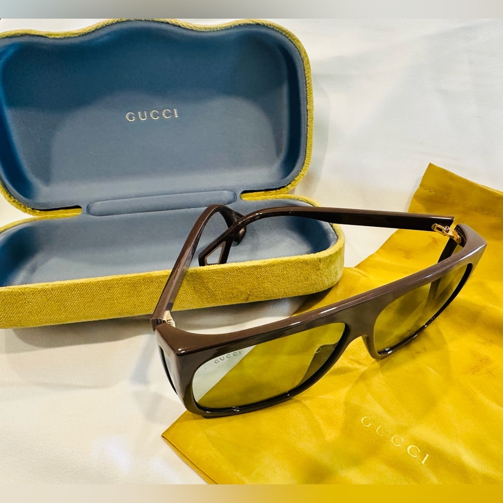 Gucci Brown Rectangular Sunglasses